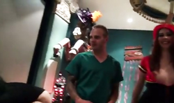 Outstanding ladies showing their sporty booties and natural boobies