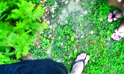 Skinny blonde whore fucks for money outdoors