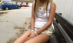 I talked hot blonde whore to give a blowjob in the street