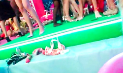 Drunk blonde fucked in the missionary pose in the night club