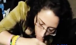 Amateur charming girl blowing and handjob