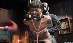 Tied and suspended ebony Ana Foxxx fucked