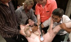 Slave whipped and fucked in public