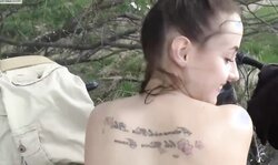 Sport Dark-Haired With Pierced Nipples Fucked Outdoors