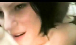 Black-haired bitch girlfriend swallows a juicy boner