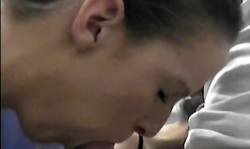 Legal teen girlfriend is staying on the knees and sucking a dick