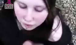 Crazy-minded Kodie Files amateur Emo Teen is swallowing cum in the park