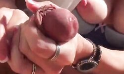 Nipples Out Stroking A Cock