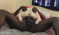 Skinny white girl fucked like a puppet by black bull