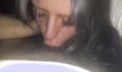 MILF eats all of his cock