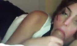 hazed eyed beauty sucks her man