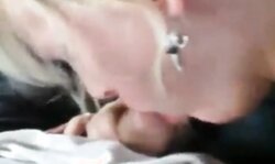 Blonde slutty girl offered a blowjob in the bus