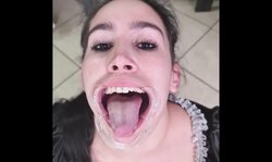 French mistress tries to drink her own piss with a lip retractor | aberrant