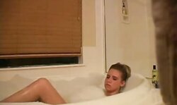 gorgeous fair-haired tinny masturbating in the tub on hidden online cam