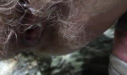 Reckless fuck on the mountains with stranger.dad He made hairy pussy creampied and then fuck her once more in doggy