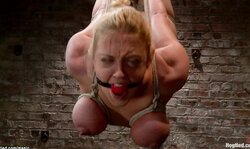 Hogtied suspended MILF pussy vibed