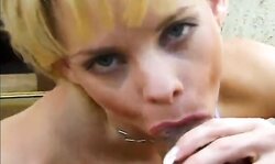 Kortnee licks and sucks a big fat cock!