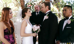 Sexy Brazzers bride Allison Moore is cheating with three hard dicks before the wedding