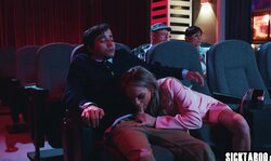 Cinema time and teen moaned during movie