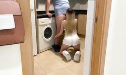 Petite Hot Blonde Seduced For Home Sex In Kitchen