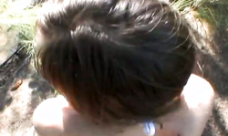 Outdoor blowjob ends up with cumshots on the sexy young body