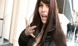 Hot long haired brunette gets her mouth filled with cum