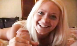 She looks so happy while holding and jerking my huge prick