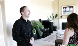 Lusty babe Casey Calvert shows off her round and natural boobs