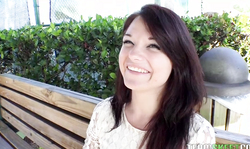 Sweet girl in white dress Kaisey gives a nice interview