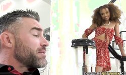 Petite Ebony Cecilia Lion Gets Fucked Hard By A White Schlong