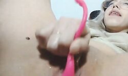 Petite Chick with glasses masturbates