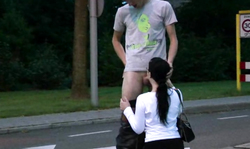 Awesome public oral action with a cock-loving secretary