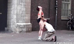 Crazy public action with a busty dick-sucking brunette