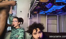 Horny brunette slut fucked by boyfriend and his BBC friend live at sexycamx