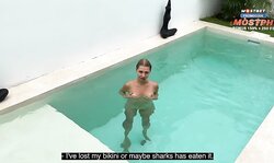 Spying on my stepsister swimming in the pool.advances Rough with my wet stepsis.proceeds Cum on cuddly face