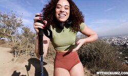 She shows her juicy phat ass on trail