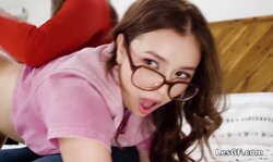 Innocent spanking ends with intense scissoring