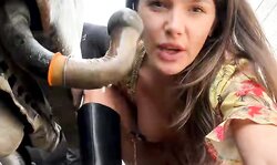 Busty MILF Blows Truck Pipe