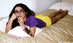 Nerdy step-sister Amina Allure allows me to fuck her face