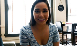 Big-butt step-sister Karlee jerks my dick with a smile on her face