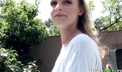 Blue-eyed skinny teen Crissy Kay is trading her pussy for cash