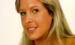 Sweetest blonde with full lips and cute face is having tattooed long legs