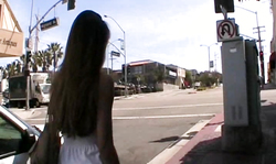 Cute bitch with nice face is flashing her awesome tits