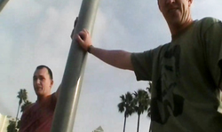 Sweet blonde is flashing her nice boobs and shaved pussy