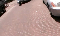 Sweet skinny brunette flashed her round booty on the street
