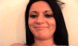 Gorgeous wife fucked her snatch with a huge transparent dildo