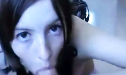 Innocent beauty is swallowing tasty sperm from my hard pole