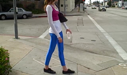 Sensual amateur girl spotted in the tight blue Spandex