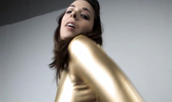 Sexiest beauty in tight Spandex outfit and black leather boots