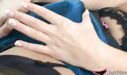 Blue silk panties are looking sexy on Aunty Kathy's round bottom!